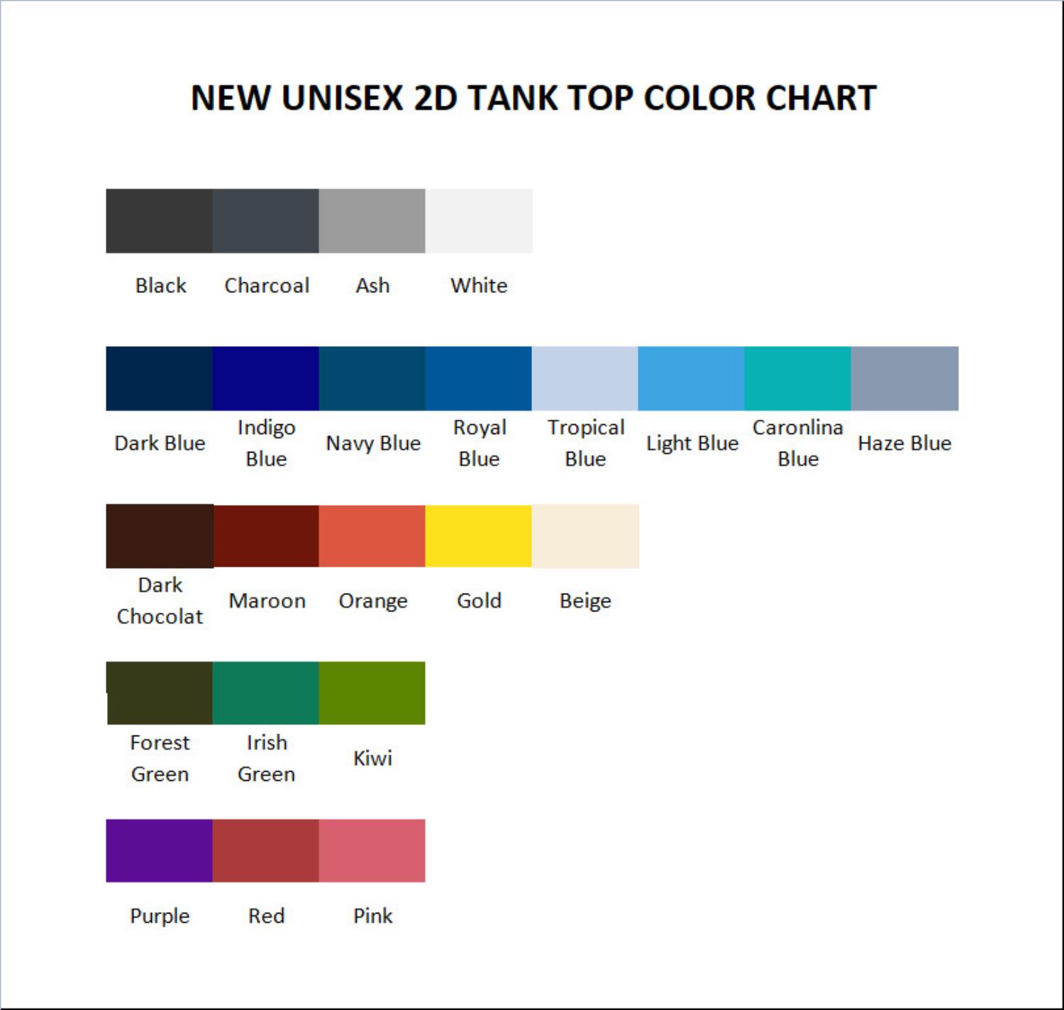 tank top color chart - YuYu Hakusho Merch