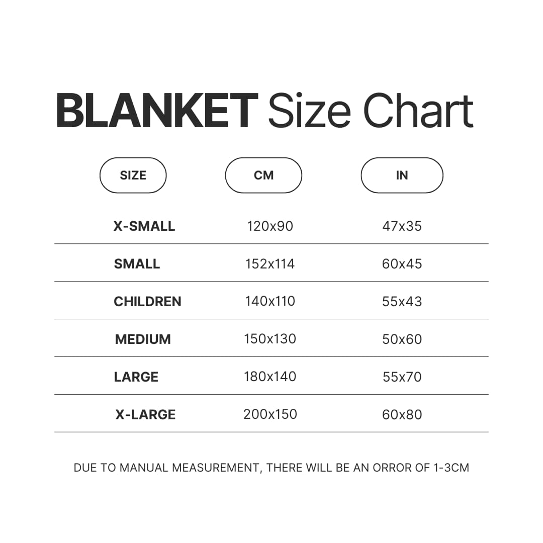 Blanket Size Chart - YuYu Hakusho Merch