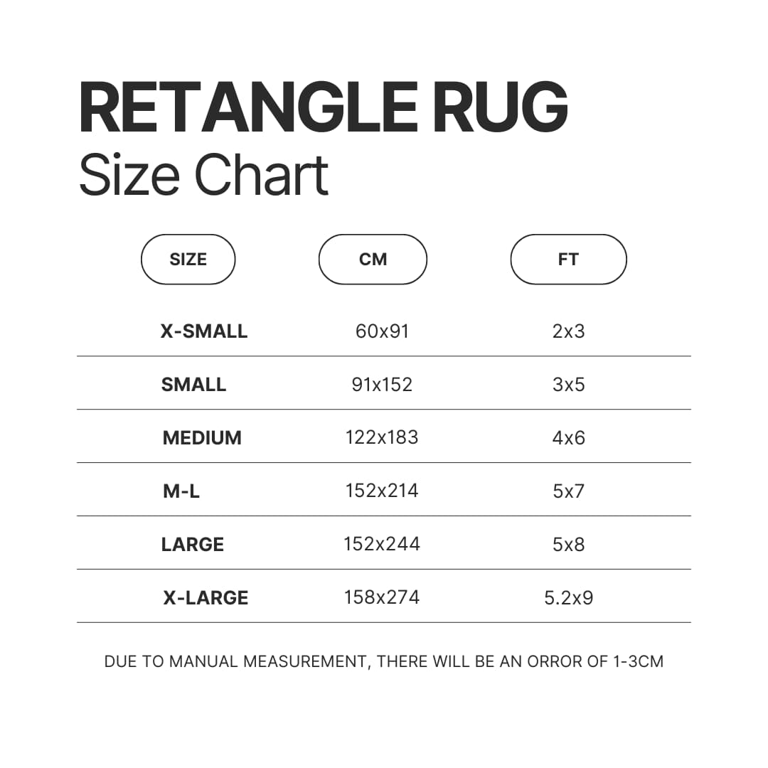 Retangle Rug Size Chart - YuYu Hakusho Merch