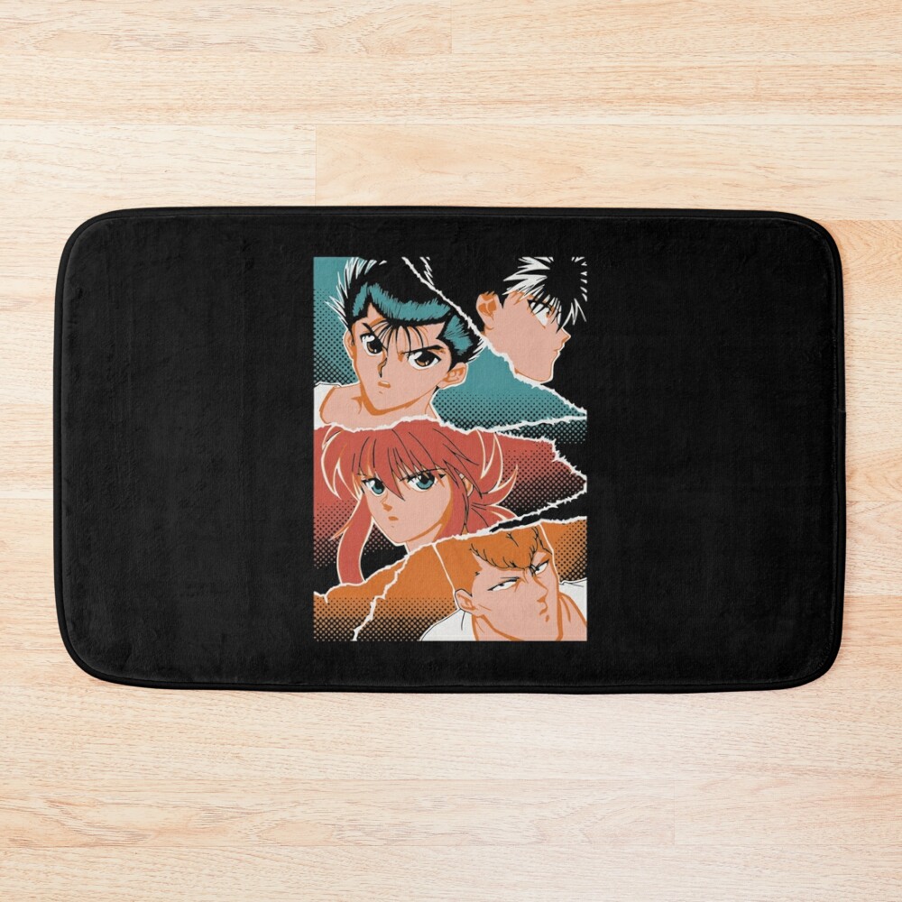 Face Of Main Characters Yu Yu Hakusho Vintage Design Bath Mat - YuYu Hakusho Merch